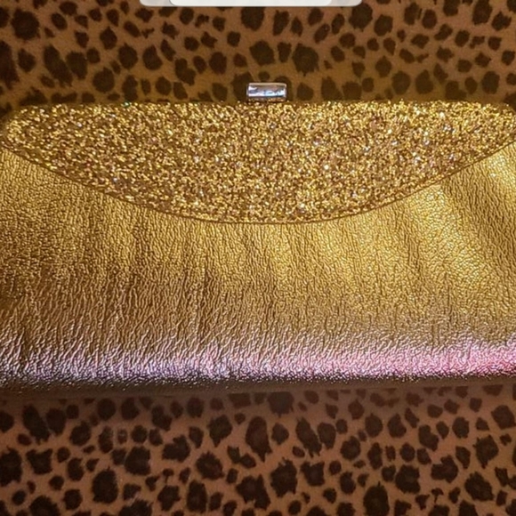 Vintage, retro, gold, sequins, clutch, purse chain - Picture 1 of 6